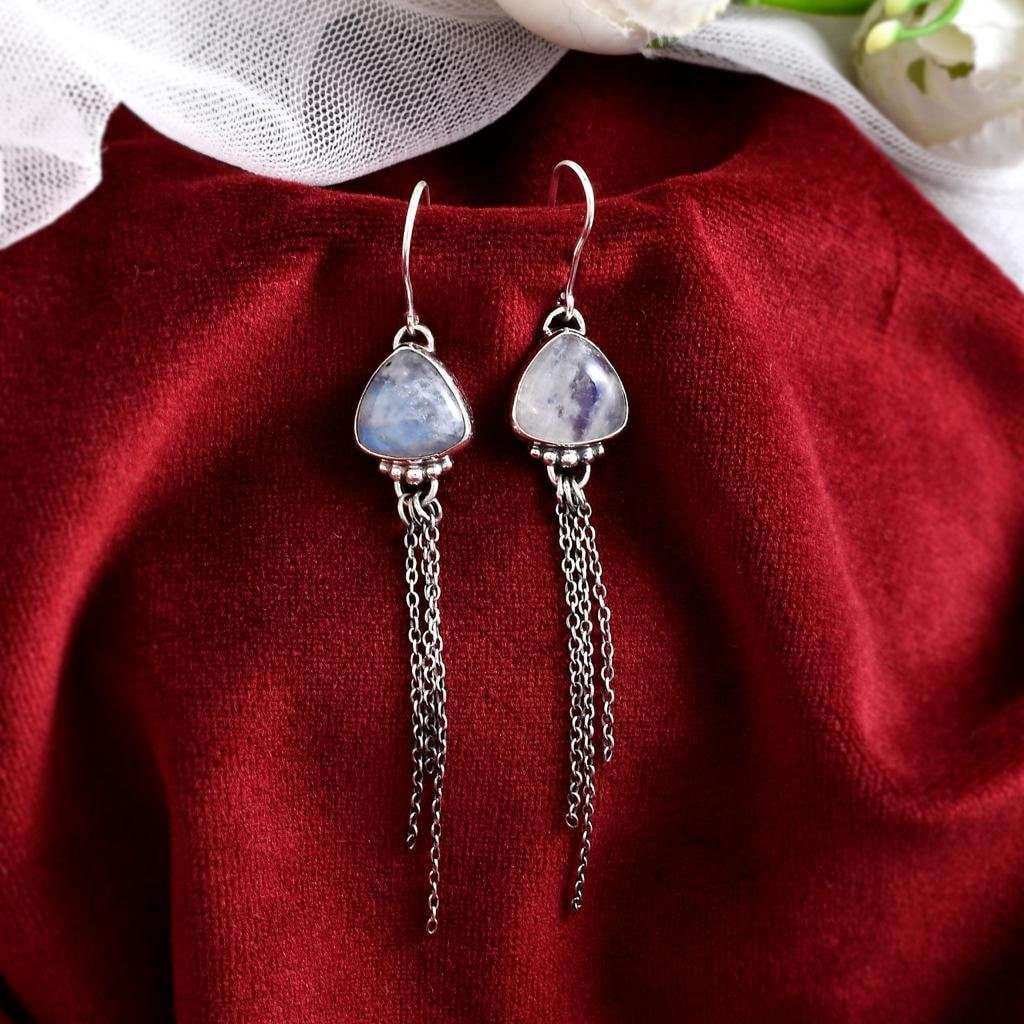 Moonstone Earrings Top Quality 925 Silver Earrings Natural Moonstone Gemstone Earrings Handmade Sterling Silver Earrings