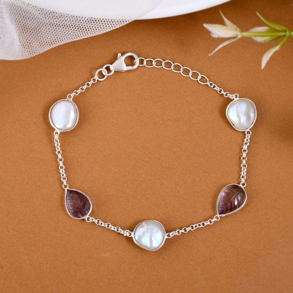 Natural Tourmaline Pearl Bracelet Top Quality 925 Silver Bracelet Pearl Tourmaline Gemstone Handmade Pearls Sterling Silver Bracelet