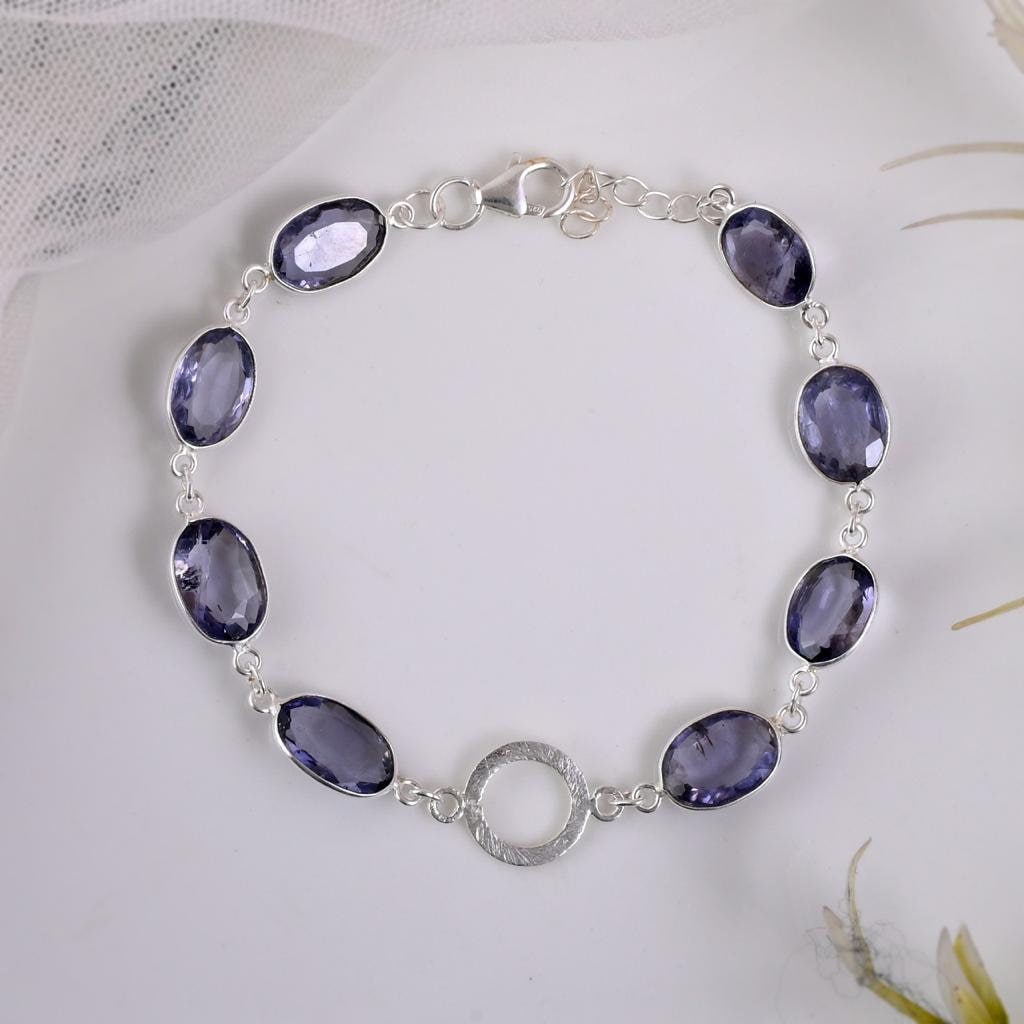 Natural Amethyst Bracelet Sterling Silver Top Quality 925 Silver Amethyst Gemstone Bracelet Amethyst Gemstone