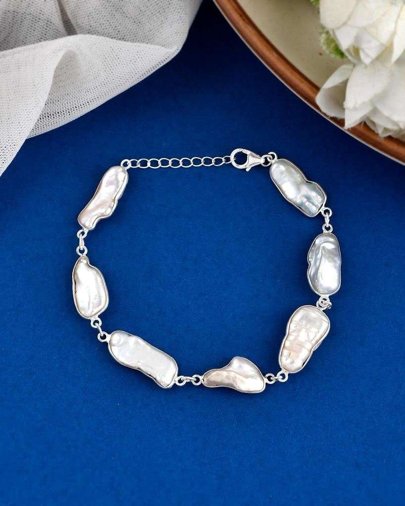 Natural Pearls Bracelet Top Quality 925 Silver Bracelet Pearl Gemstone Handmade Pearls Sterling Silver Bracelet