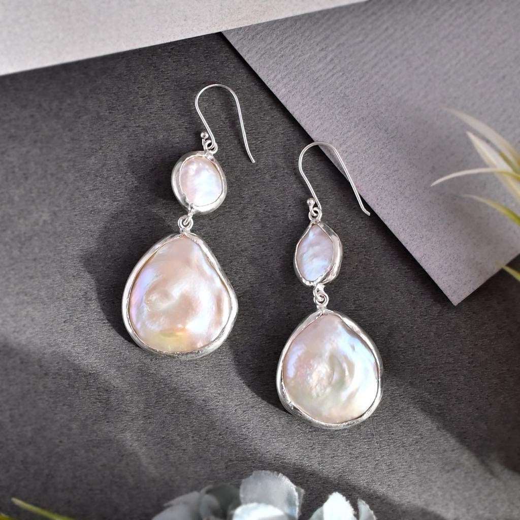 Natural Pearls Earrings Top Quality 925 Silver Earrings Pearl Gemstone Handmade Pearls Sterling Silver Earrings