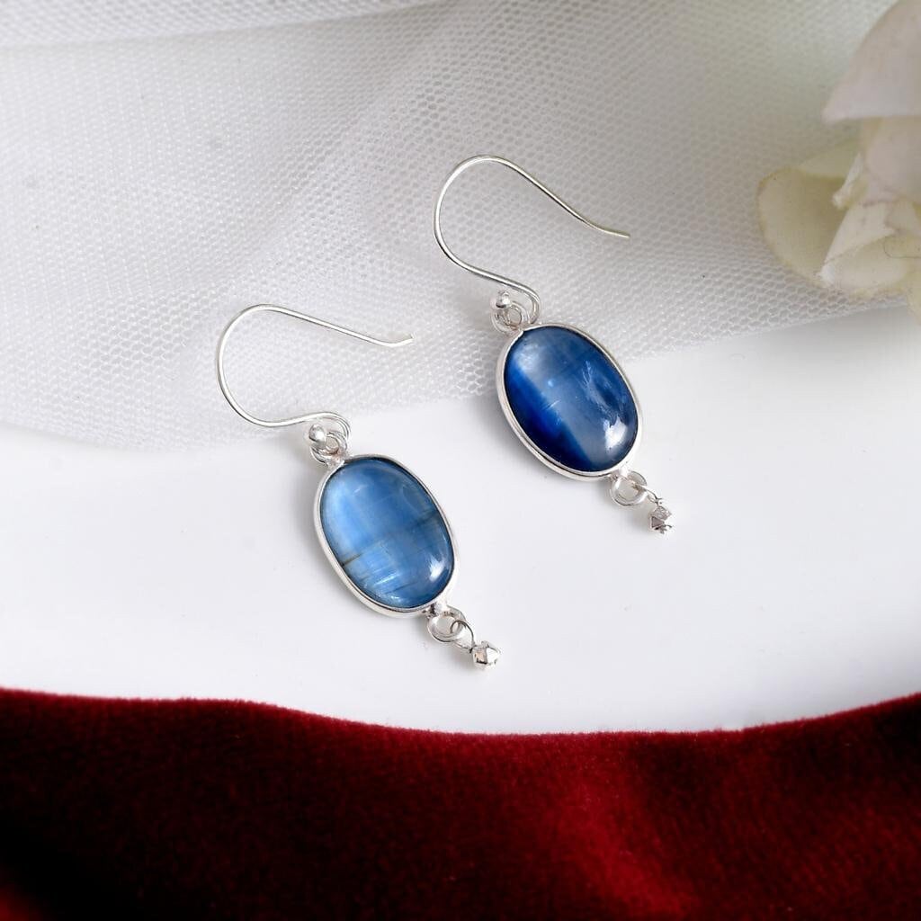 Natural Kyanite Earrings Top Quality 925 Silver Earrings Kyanite Gemstone Handmade Kyanite Sterling Silver Earrings