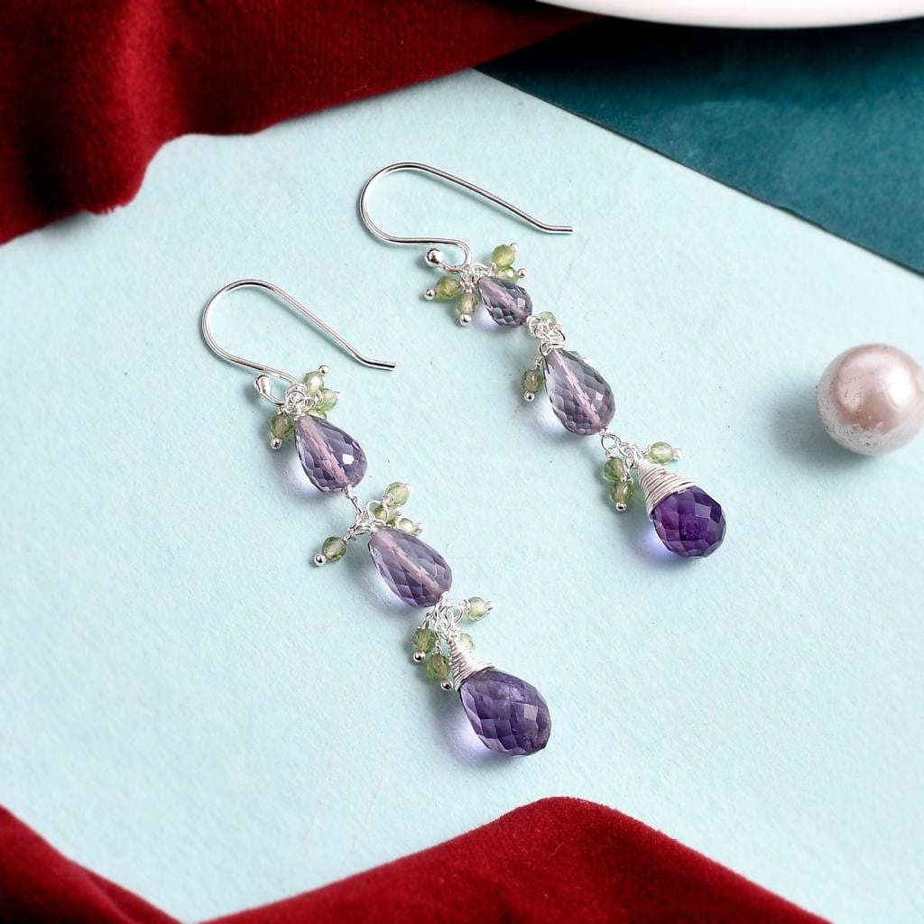 Natural Amethyst Earrings Top Quality 925 Silver Earrings Amethyst Gemstone Handmade Amethyst Sterling Silver Earrings