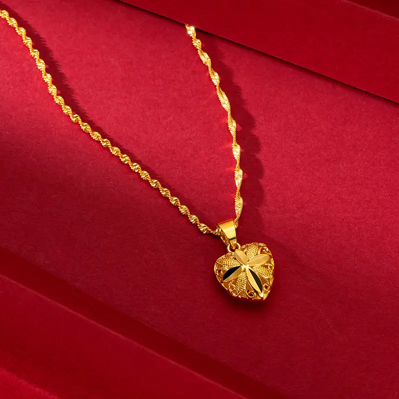 Brass Plated Gold Heart Necklacee